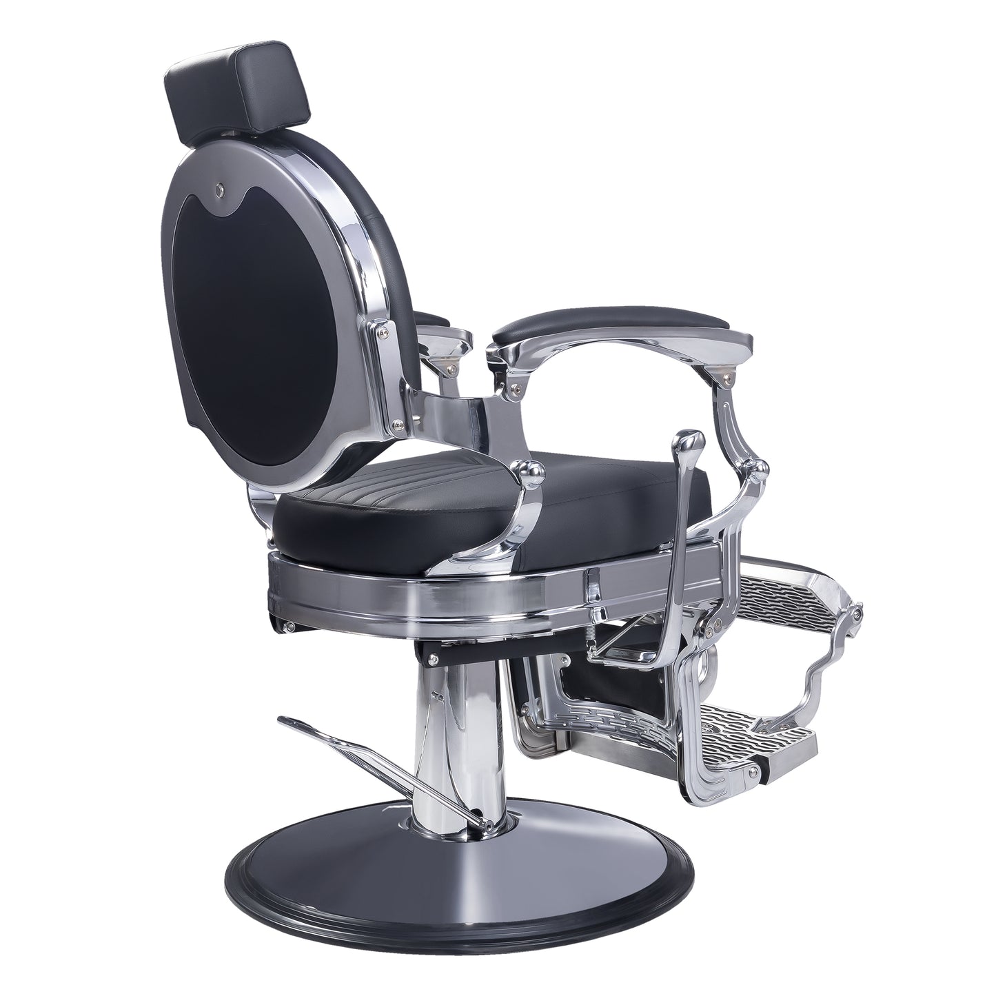 Modern Barber Chair, Stainless Steel, 550LBS Hydraulic The Visionary 8829