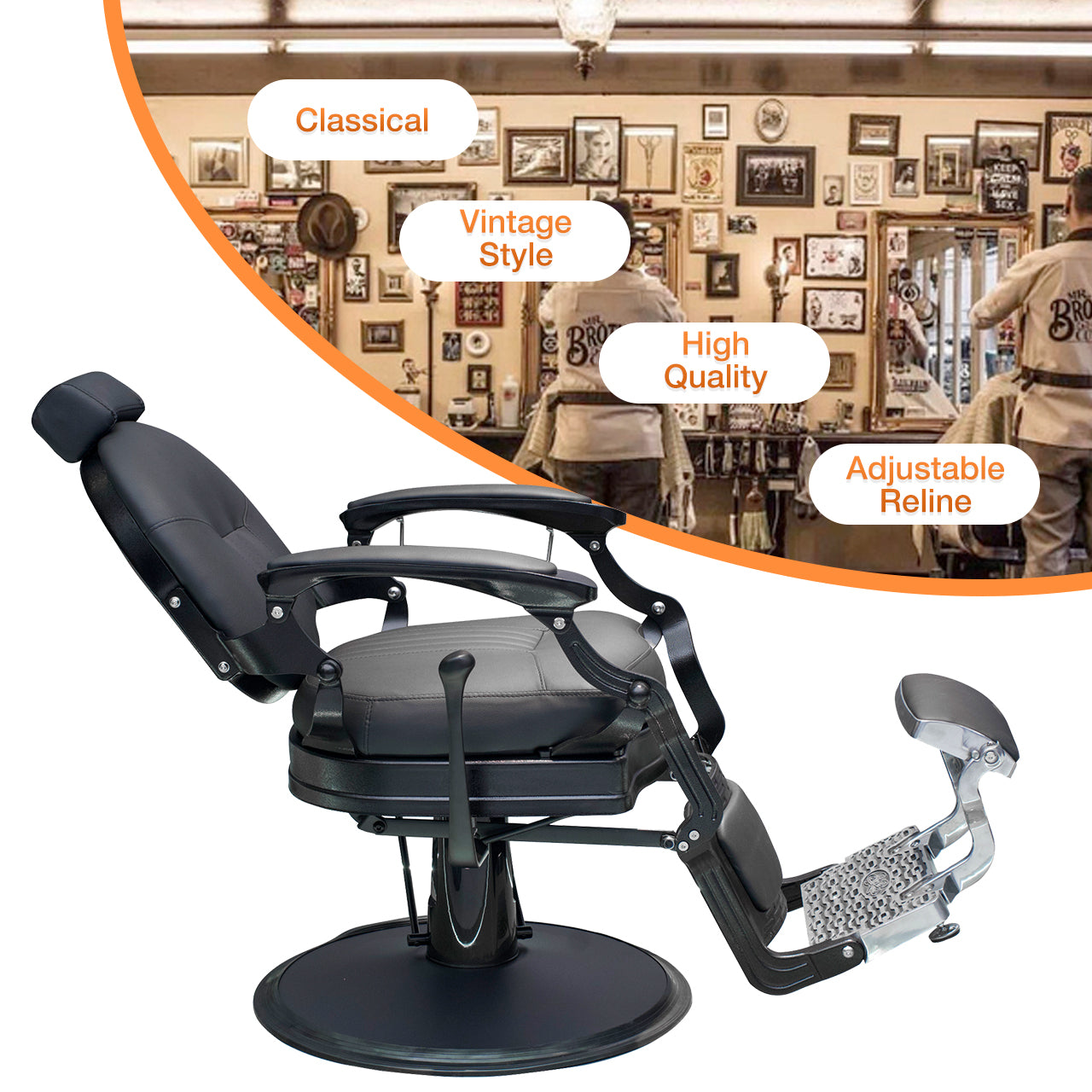 MYS Retro Style Heavy Duty Barber Chair 8829