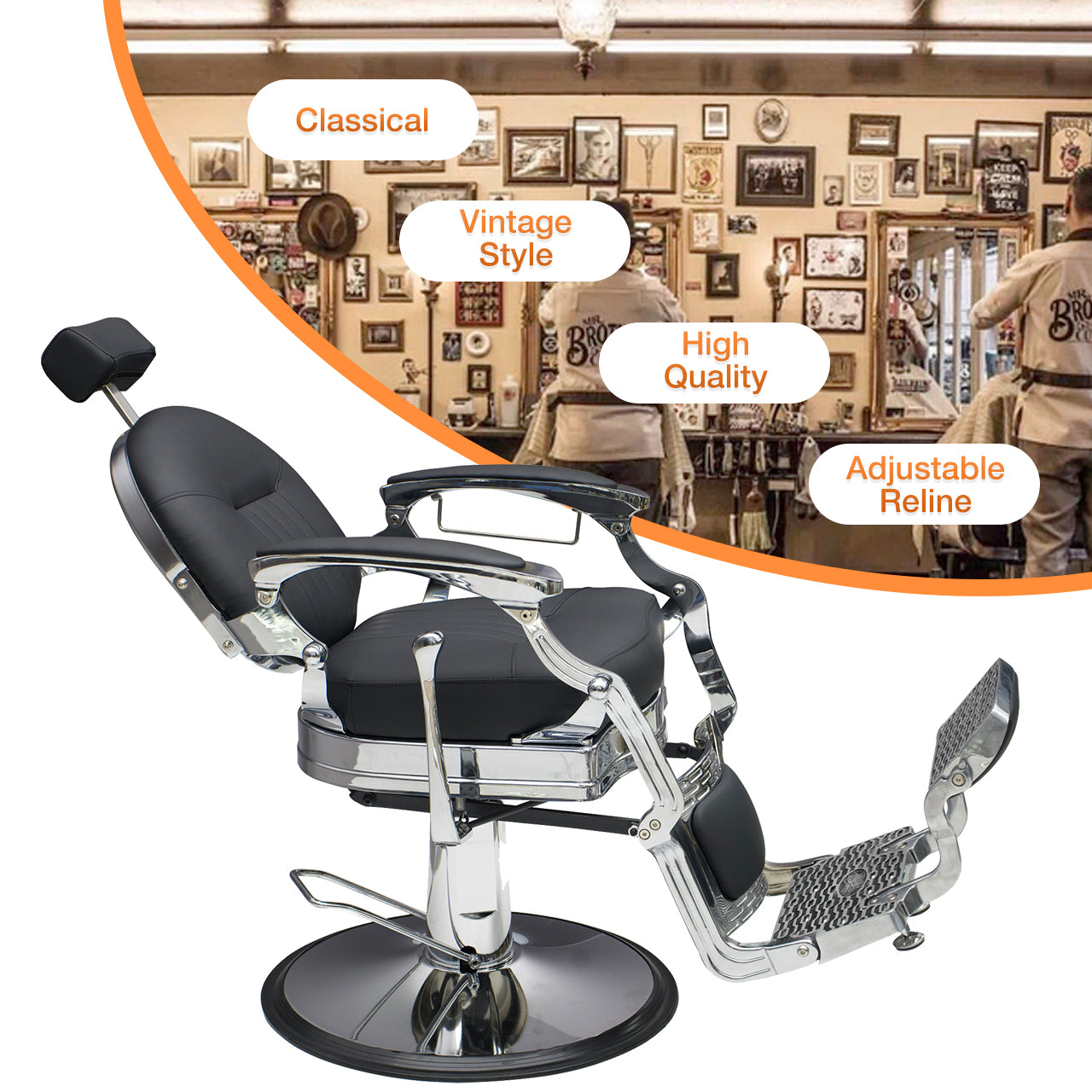 MYS Retro Style Heavy Duty Barber Chair 8829