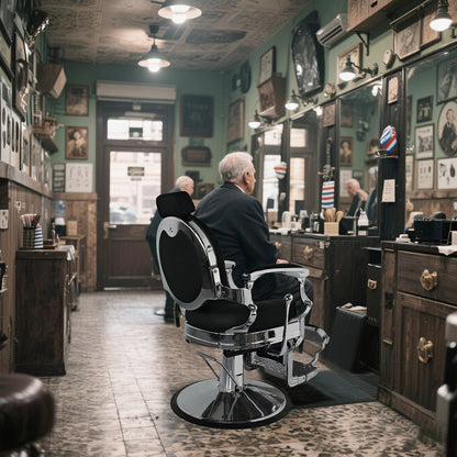 Modern Barber Chair, Stainless Steel, 550LBS Hydraulic The Visionary 8829