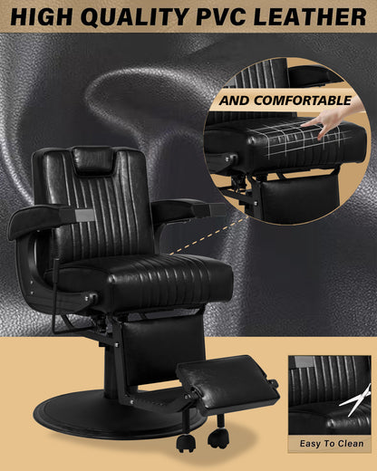 Heavy Duty Vintage Barber Chair The Onyx 8831