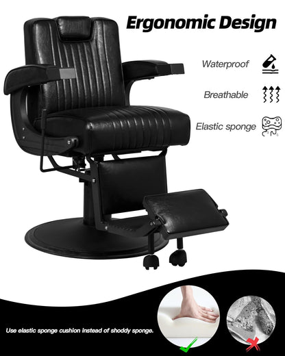 Heavy Duty Vintage Barber Chair The Onyx 8831