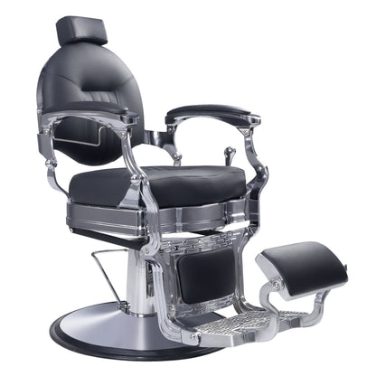 Modern Barber Chair, Stainless Steel, 550LBS Hydraulic The Visionary 8829
