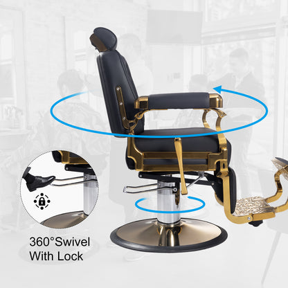 Heavy Duty Barber Chair, 700LB Hydraulic, 160° Recline The Founder 8817