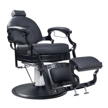 Modern Barber Chair, Stainless Steel, 550LBS Hydraulic The Visionary 8829