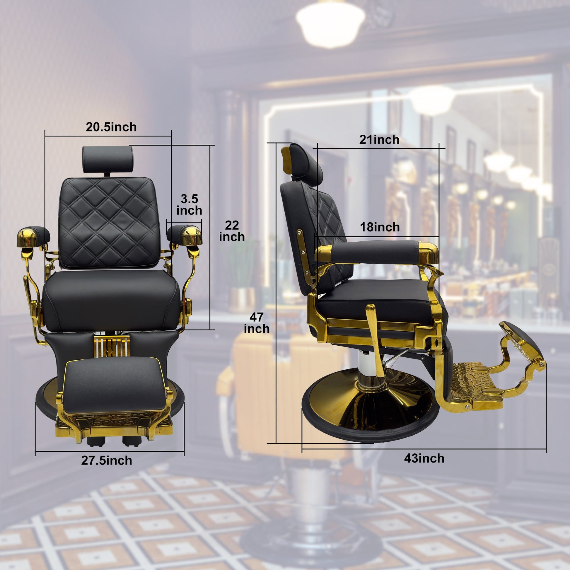 MYS Golden Modern Heavy Duty Barber Chair 8817 - MYS
