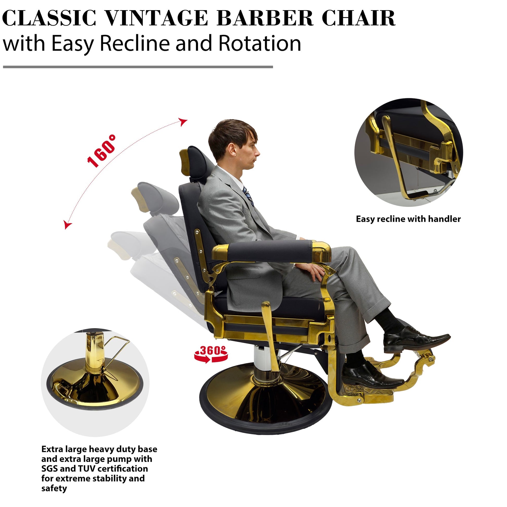 MYS Golden Modern Heavy Duty Barber Chair 8817 - MYS