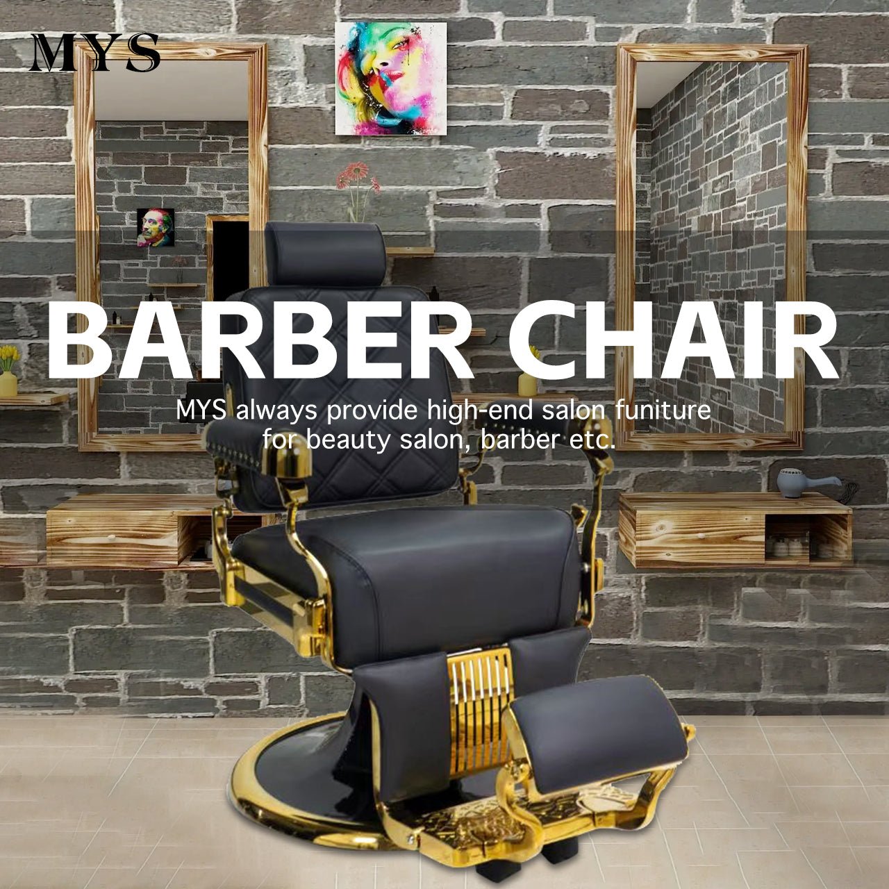 MYS Golden Modern Heavy Duty Barber Chair 8817 - MYS
