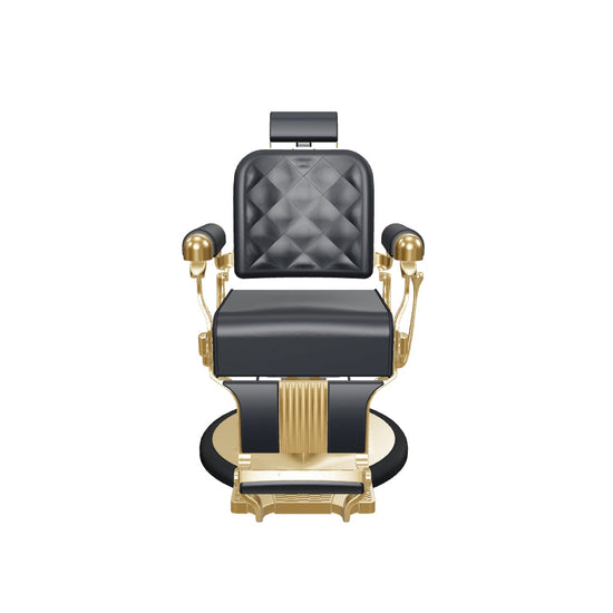 MYS The Founder 8817 barber chair in Golden with black upholstery - interactive 3D view