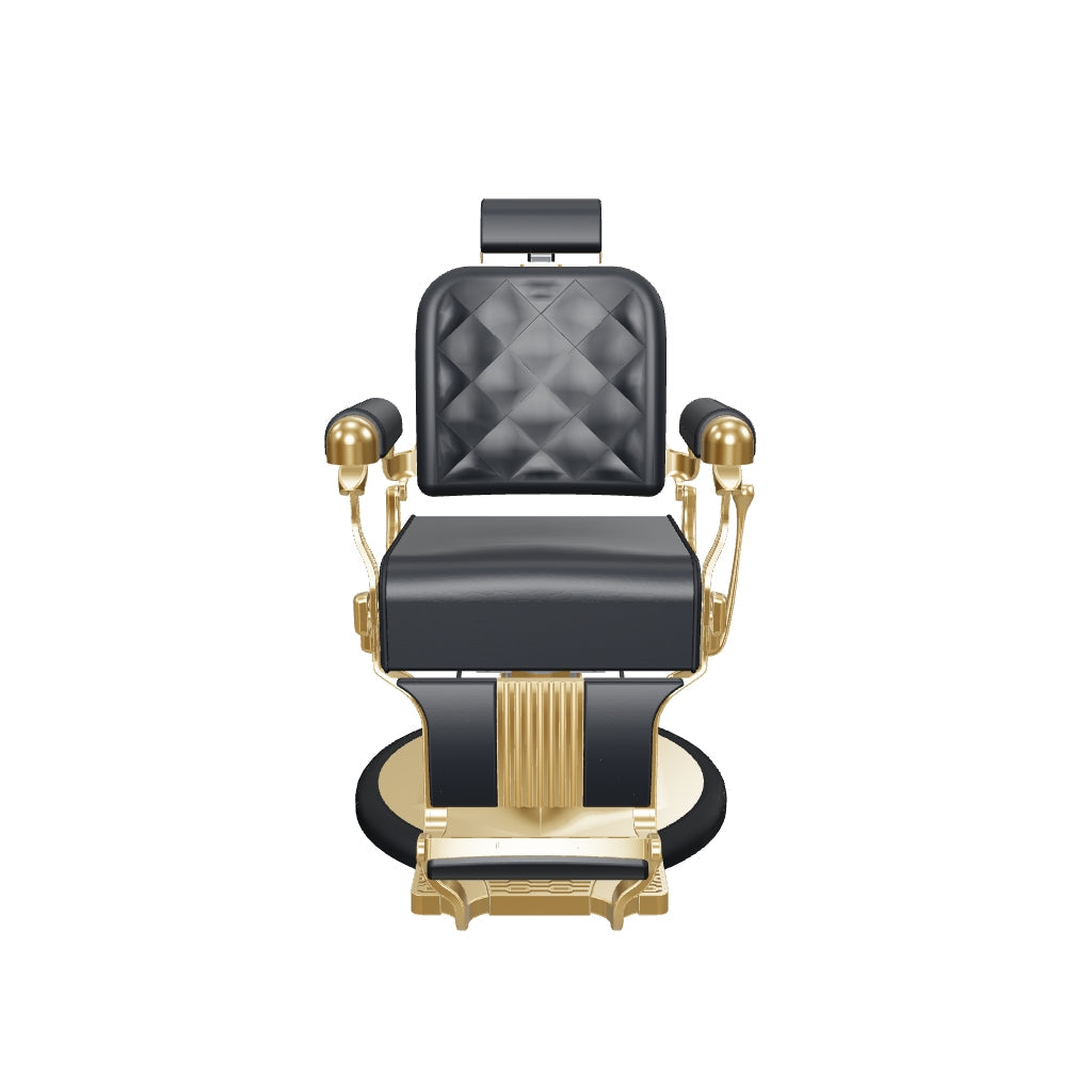 MYS The Founder 8817 barber chair in Golden with black upholstery - interactive 3D view