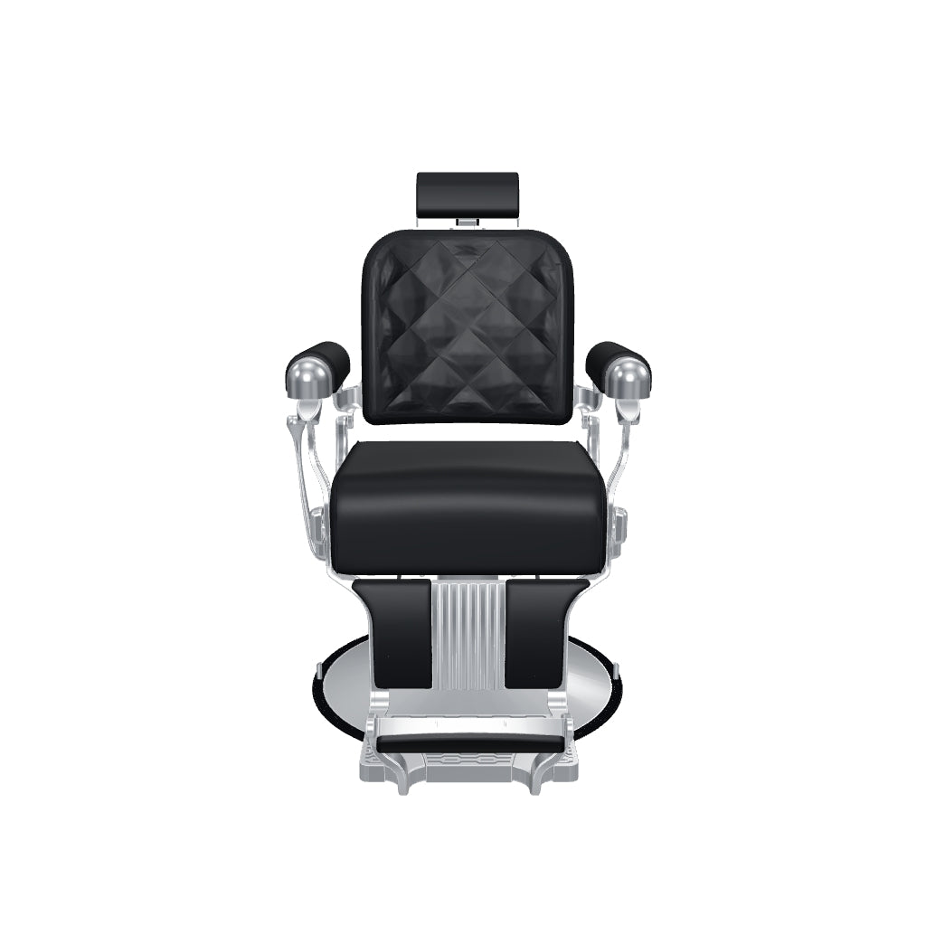 MYS The Founder 8817 barber chair in Silver with black upholstery - detailed v4 3D model from supplied glTF