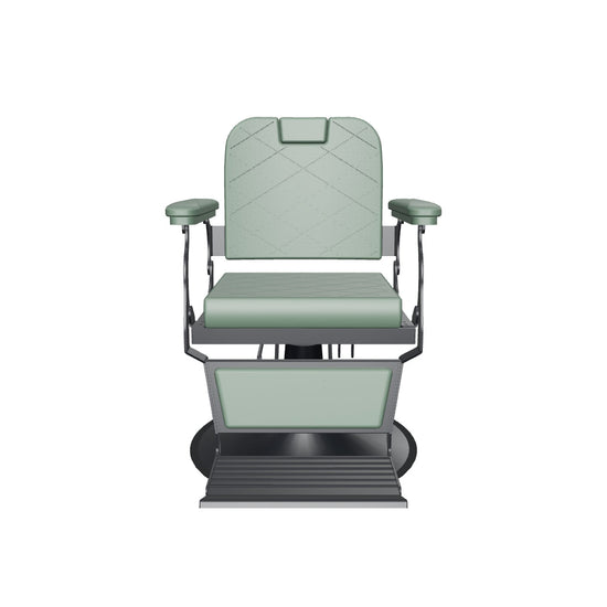 MYS The Alchemist 8821 barber chair in Green with black frame - interactive 3D view