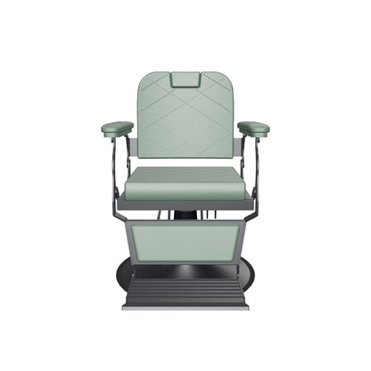 MYS The Alchemist 8821 barber chair in Green with black frame - interactive 3D view